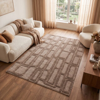 Teppich Relievo 3D Taupe Geometrisch