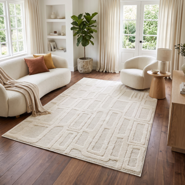 Teppich Relievo 3D Creme Geometrisch