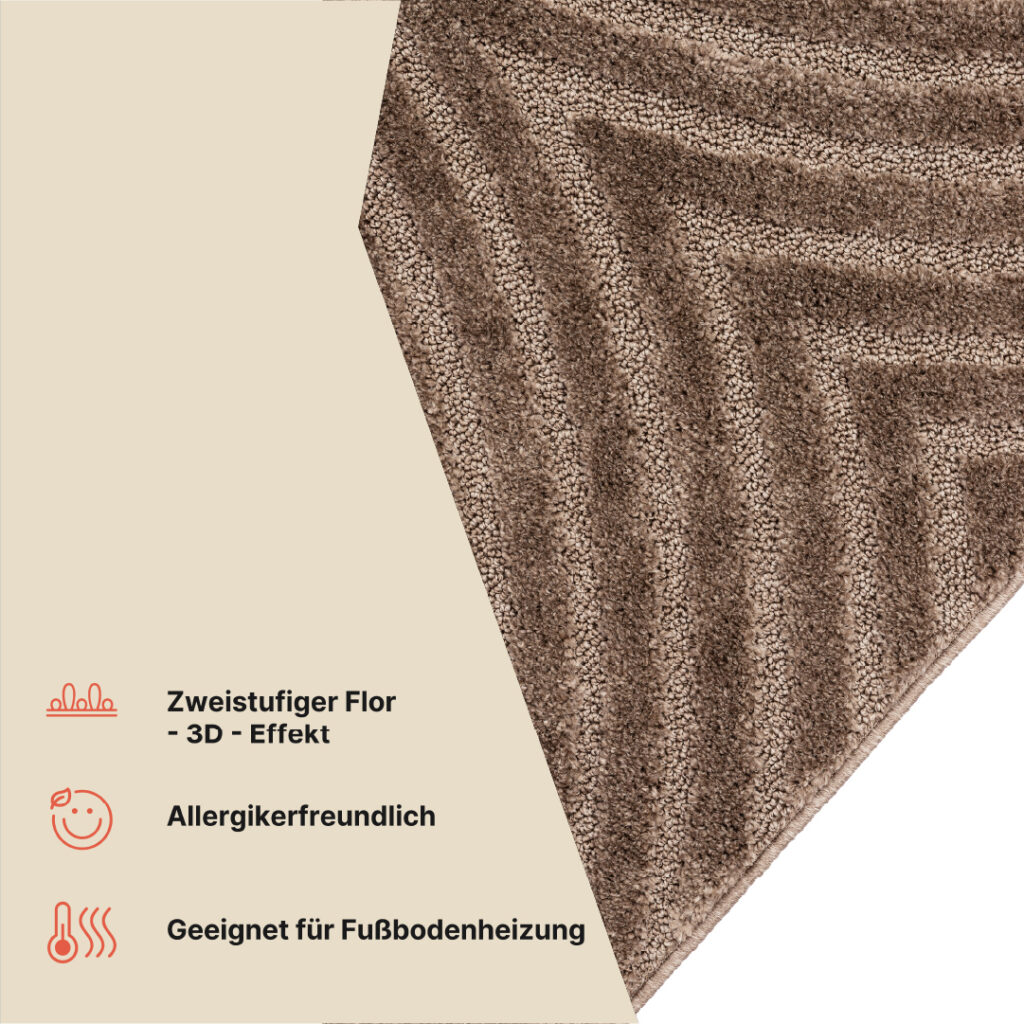 Teppich Linea 3D Taupe Bögen