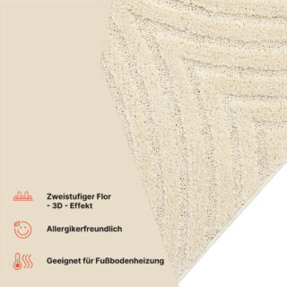 Teppich Linea 3D Creme Bögen