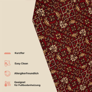 Teppichläufer Rutschfest Dunkelrot Orientalisch Meterware