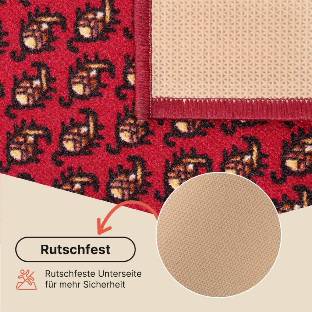 Teppichläufer Rutschfest Rot Gold Meterware
