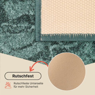 Teppichläufer Rutschfest Dunkelgrün Ornament Meterware