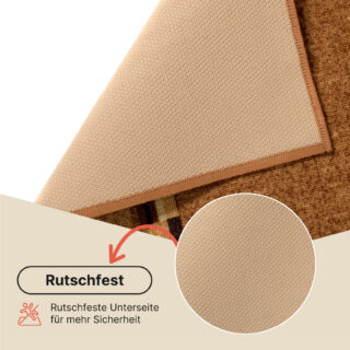 Teppichläufer Rutschfest Hellbraun Geometrisch Meterware