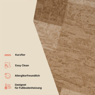 Teppichläufer Rutschfest Braun Beige Meterware