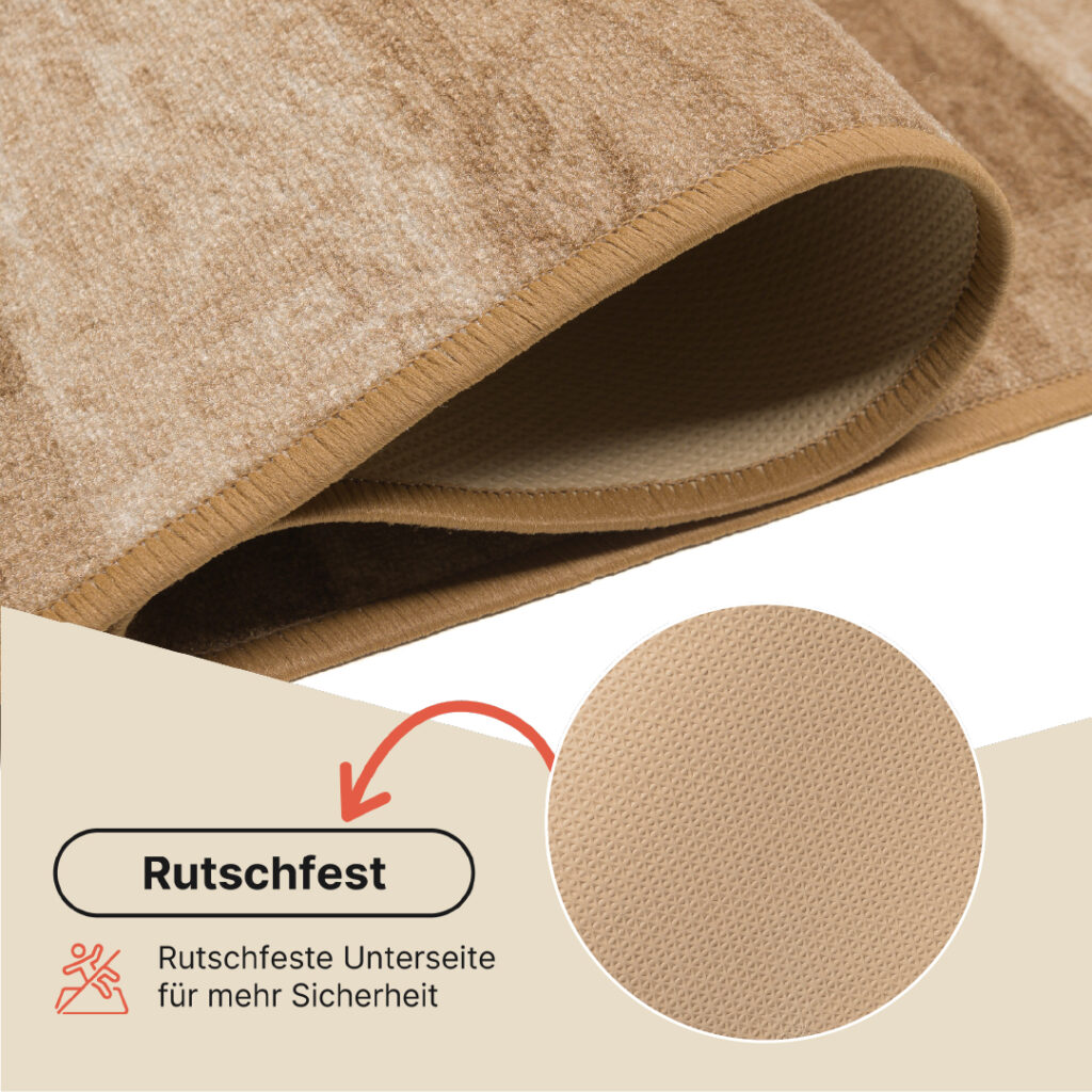 Teppichläufer Rutschfest Braun Beige Meterware