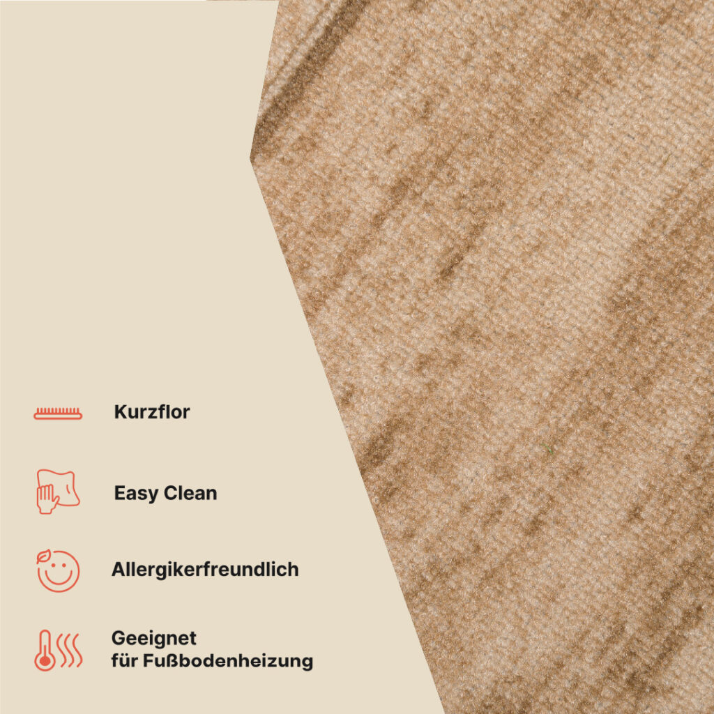Teppichläufer Rutschfest Braun Meterware