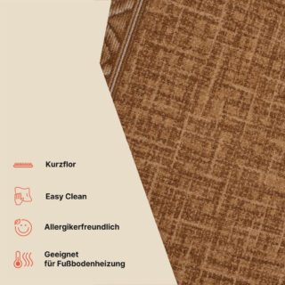 Teppichläufer Rutschfest Braun Rauten Meterware