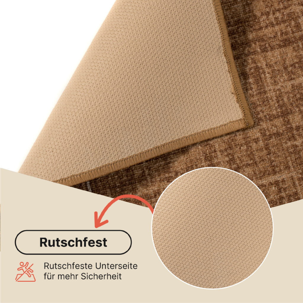 Teppichläufer Rutschfest Braun Rauten Meterware