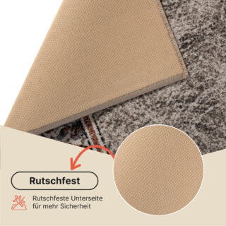 Teppichläufer Rutschfest Grau Rahmen Meterware