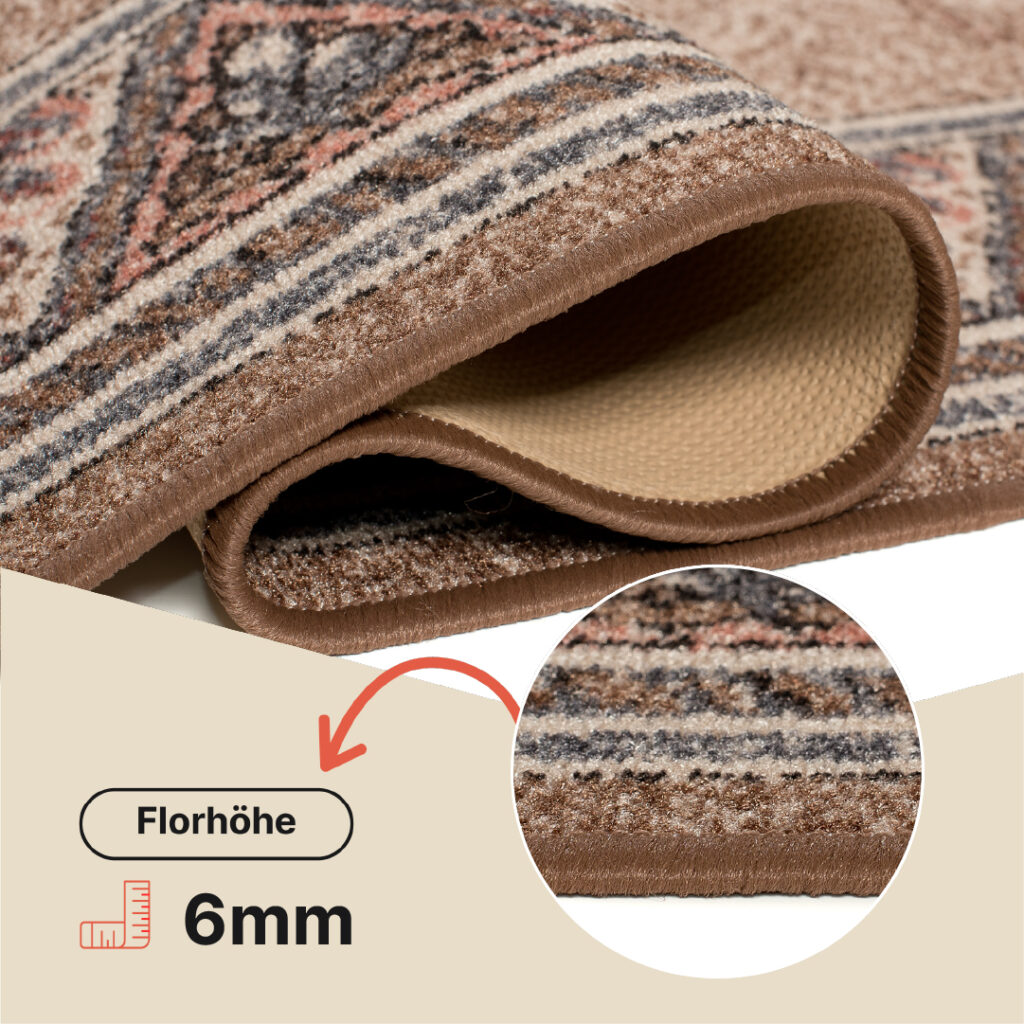 Teppichläufer Rutschfest Braun Beige Geometrisch Meterware