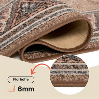 Teppichläufer Rutschfest Braun Beige Geometrisch Meterware