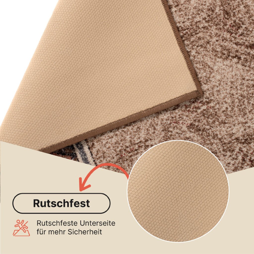 Teppichläufer Rutschfest Braun Beige Geometrisch Meterware