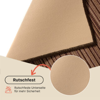 Teppichläufer Rutschfest Dunkelbraun Linien Meterware