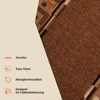 Teppichläufer Rutschfest Dunkelbraun Geometrisch Meterware