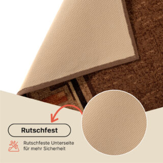Teppichläufer Rutschfest Dunkelbraun Geometrisch Meterware