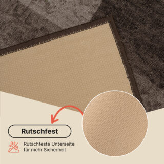 Teppichläufer Rutschfest Dunkelbraun Beige Geometrisch Meterware