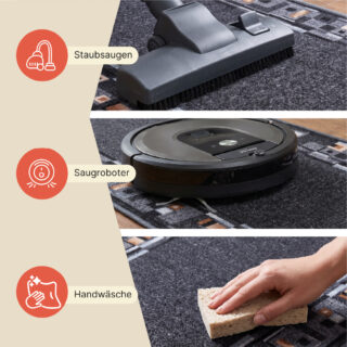 Teppichläufer Rutschfest Dunkelgrau Geometrisch Meterware