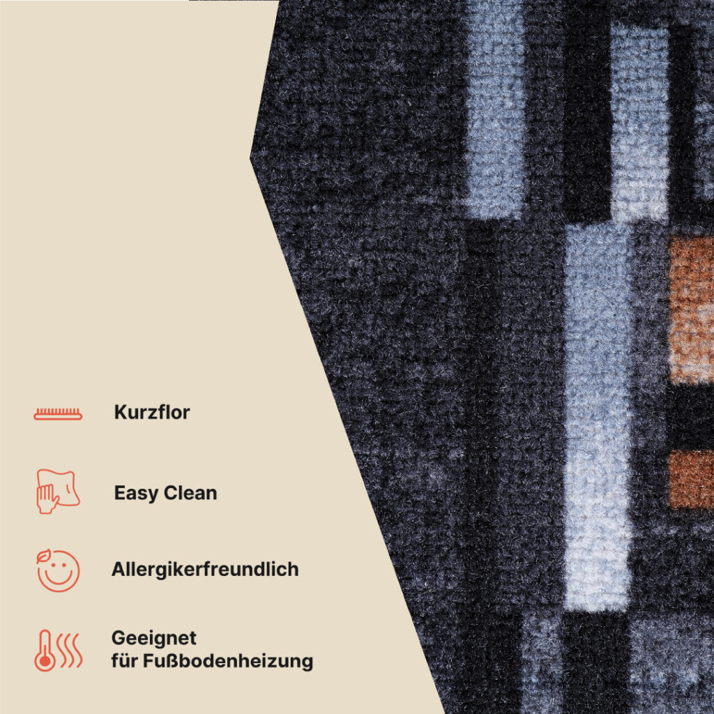 Teppichläufer Rutschfest Dunkelgrau Geometrisch Meterware