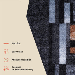 Teppichläufer Rutschfest Dunkelgrau Geometrisch Meterware