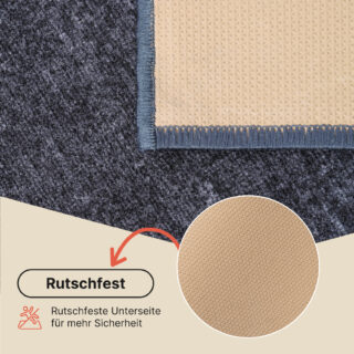 Teppichläufer Rutschfest Dunkelgrau Geometrisch Meterware