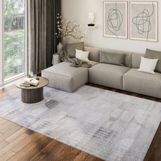 Teppich Como 3D Grau Beige Geometrisch