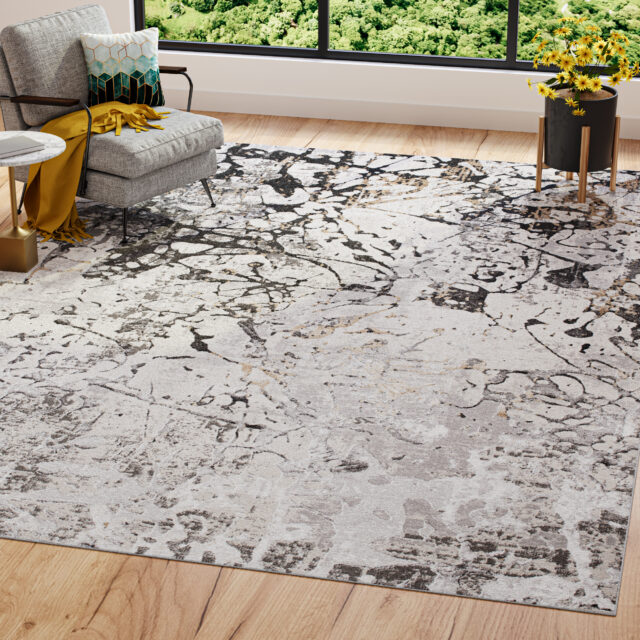 Teppich Golden Grau Creme Abstrakt