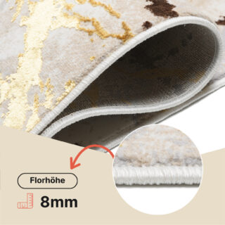 Teppich Golden Creme Gold Braun Linien