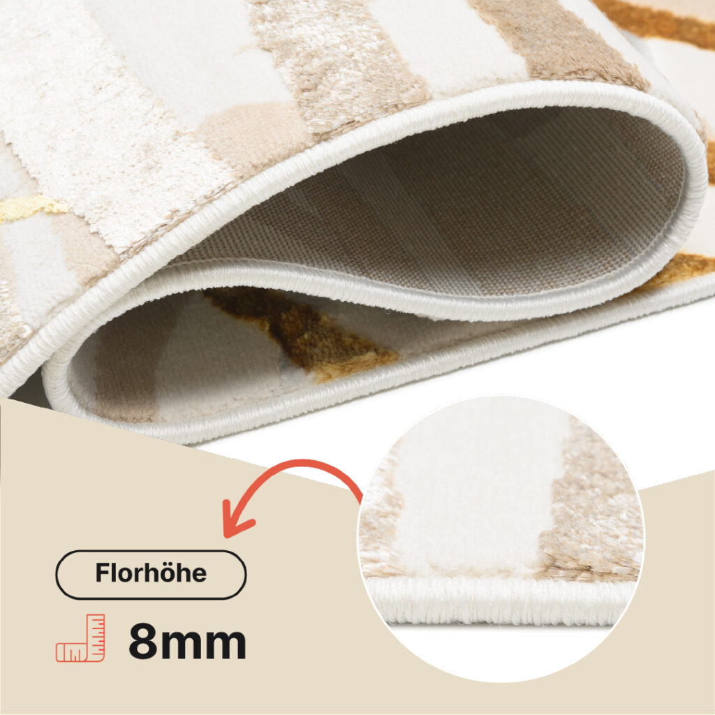 Teppich Golden Creme Gold Beige Blätter