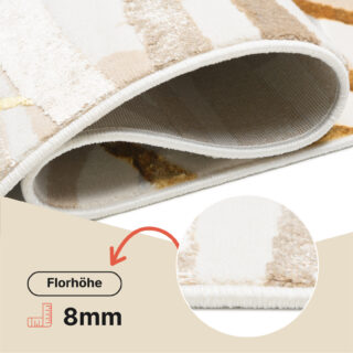 Teppich Golden Creme Gold Beige Blätter