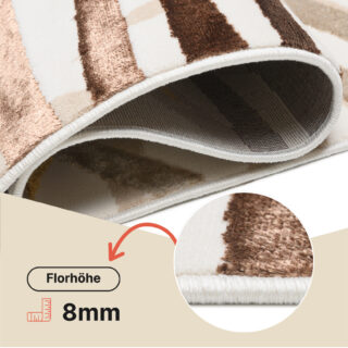 Teppich Golden Creme Braun Gold Blätter