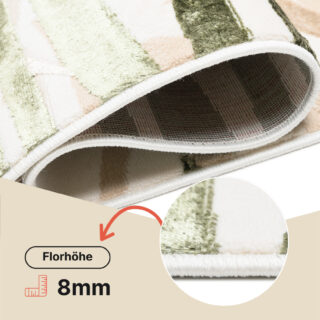 Teppich Golden Creme Beige Grün Blätter