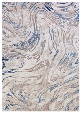 Teppich Como 3D Beige Blau Marmor