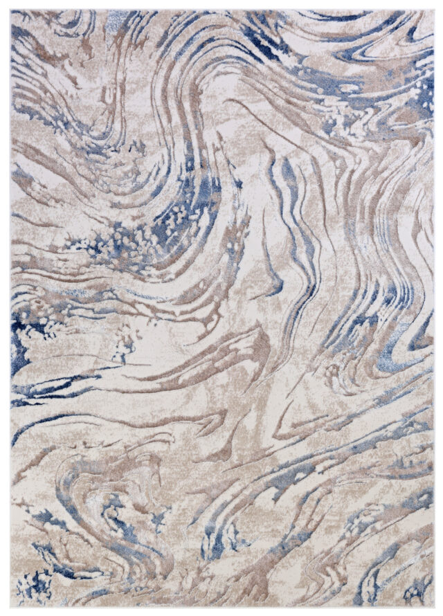 Teppich Como 3D Beige Blau Marmor