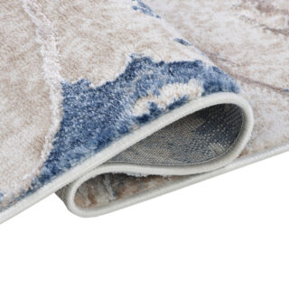 Teppich Como 3D Beige Blau Marmor