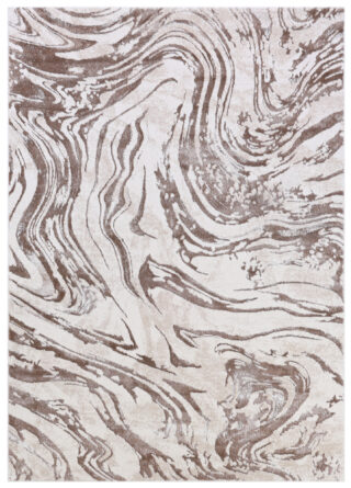 Teppich Como 3D Creme Braun Marmor