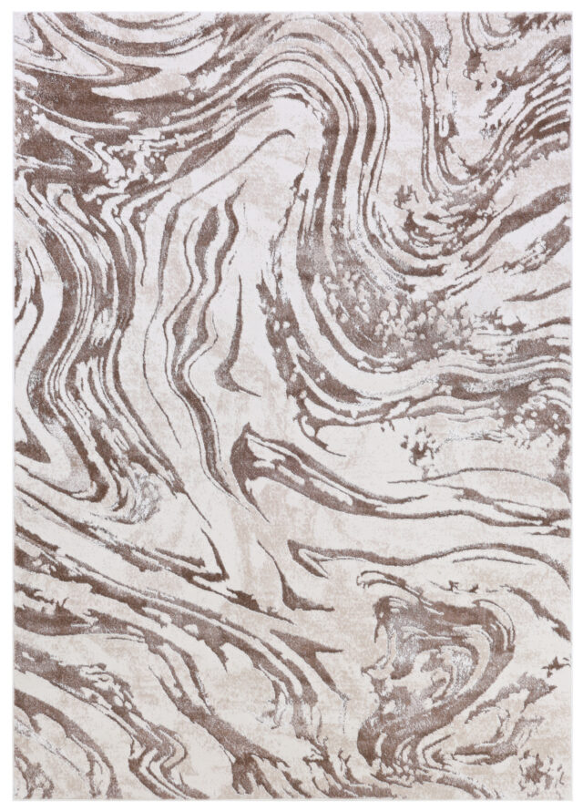 Teppich Como 3D Creme Braun Marmor