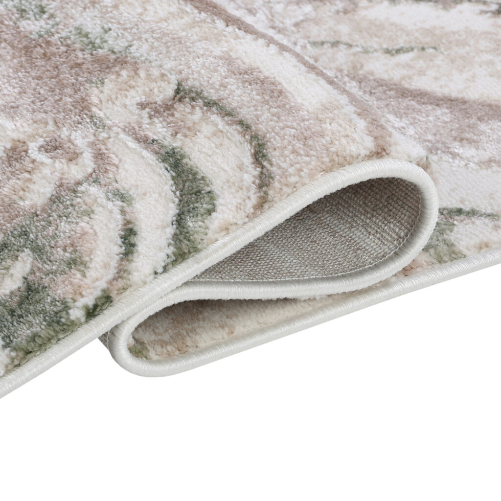 Teppich Como 3D Creme Grün Marmor