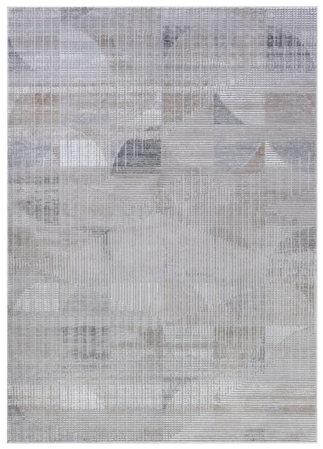 Teppich Como 3D Grau Beige Geometrisch