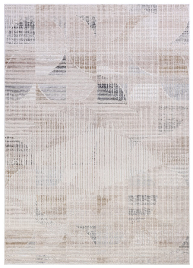 Teppich Como 3D Creme Grau Geometrisch
