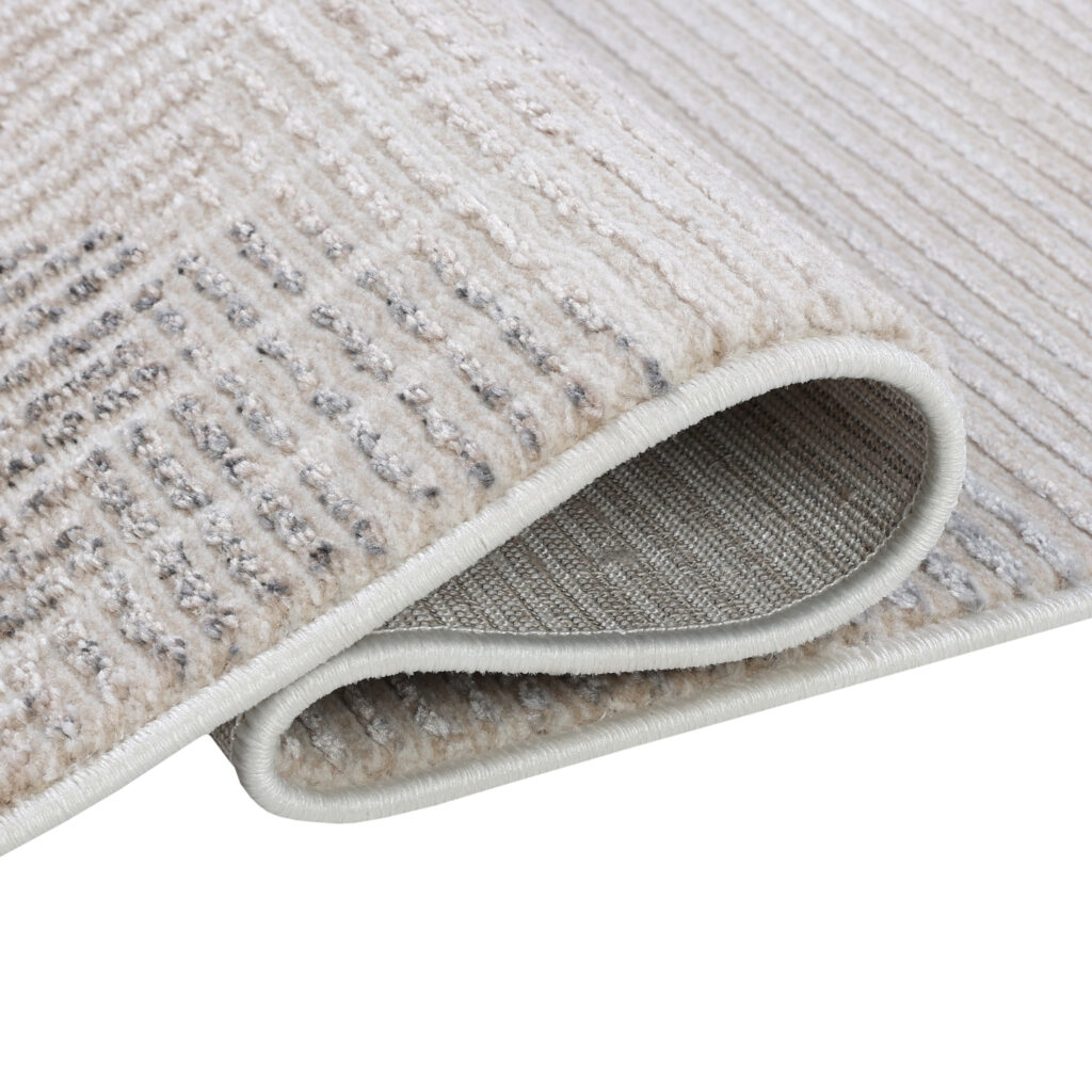 Teppich Como 3D Creme Grau Geometrisch