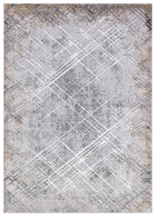 Teppich Como 3D Grau Beige Abstrakt Gitter