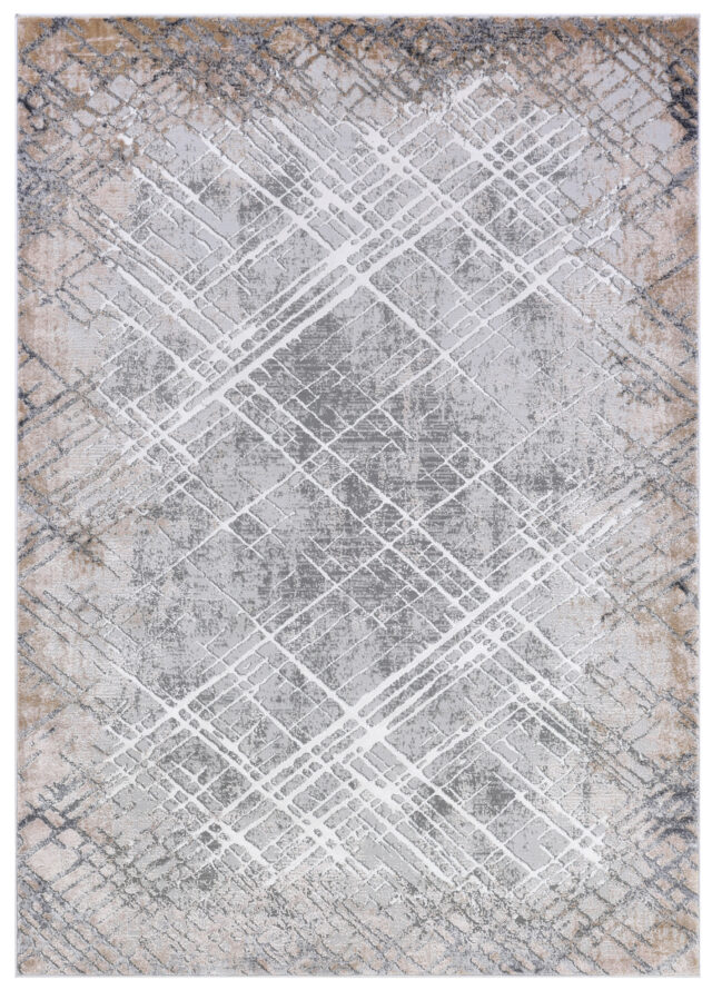 Teppich Como 3D Grau Beige Abstrakt Gitter