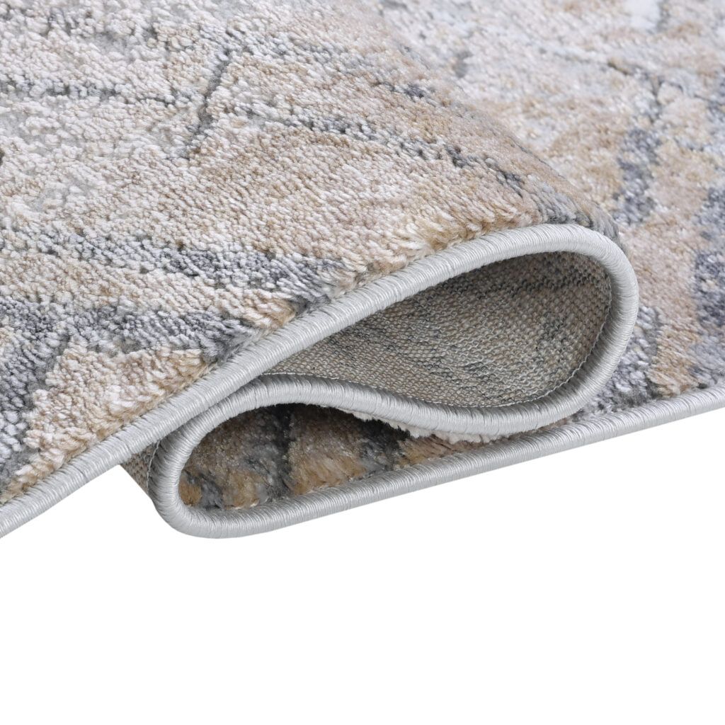 Teppich Como 3D Grau Beige Abstrakt Gitter