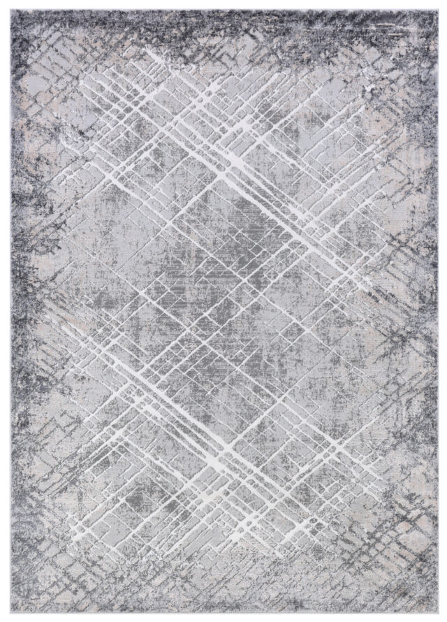 Teppich Como 3D Grau Abstrakt Gitter