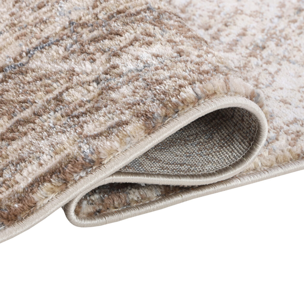 Teppich Como 3D Braun Creme mit Holzmuster