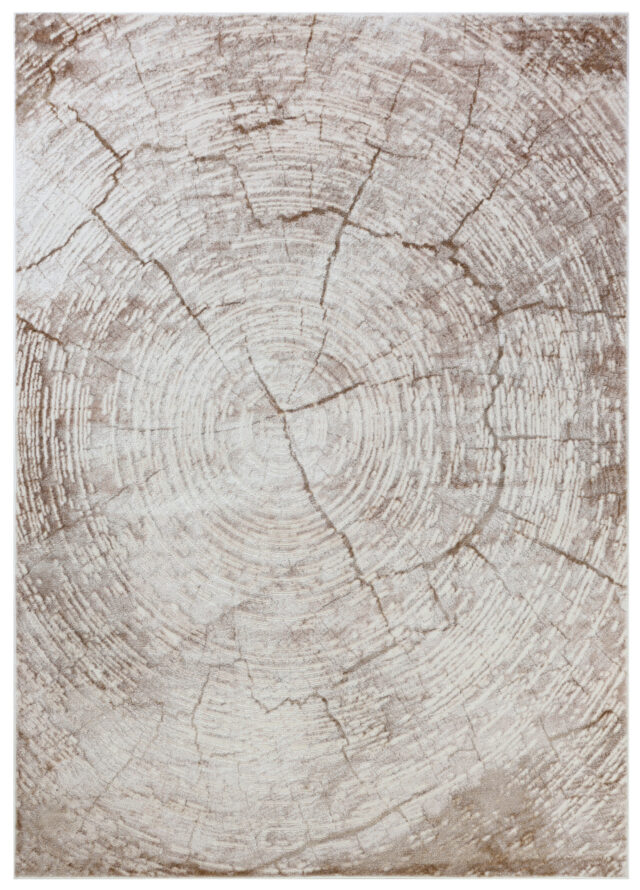 Teppich Como 3D Creme Braun mit Holzmuster