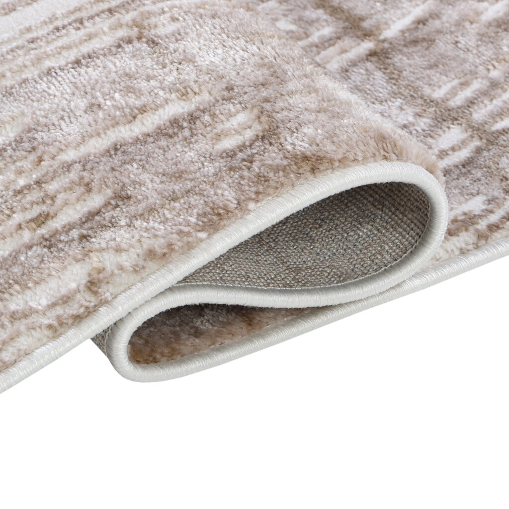 Teppich Como 3D Creme Braun mit Holzmuster