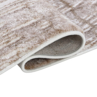 Teppich Como 3D Creme Braun mit Holzmuster