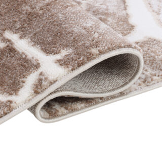 Teppich Como 3D Beige Braun mit Holzmuster